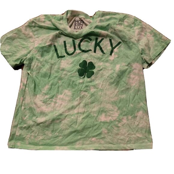 Mod Ern Lux Shirt Size M Lucky Green Clover Junior - Picture 1 of 6